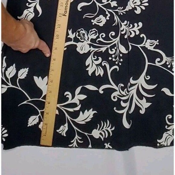 Giorgio Fiorlini Empire Midi Dress XL Black White Floral Flutter Vtg 90s Y2K - Picture 6 of 9